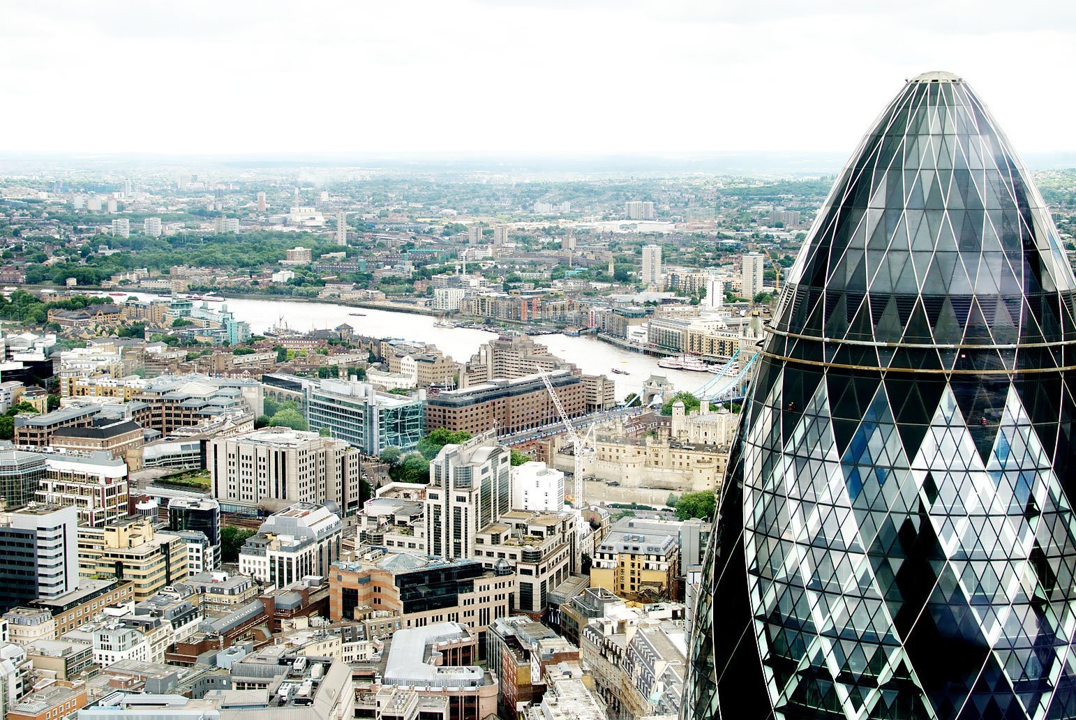 Breathtaking view from Duck & Waffle, looking at the Gherkin in London.