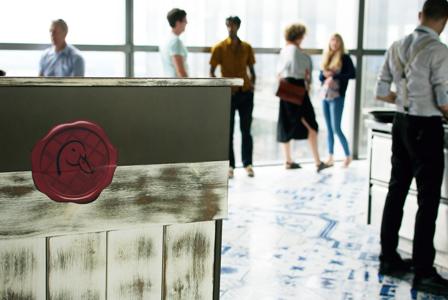 The entrance of Duck & Waffle on the 40th floor of the Heron Tower in the city of London 