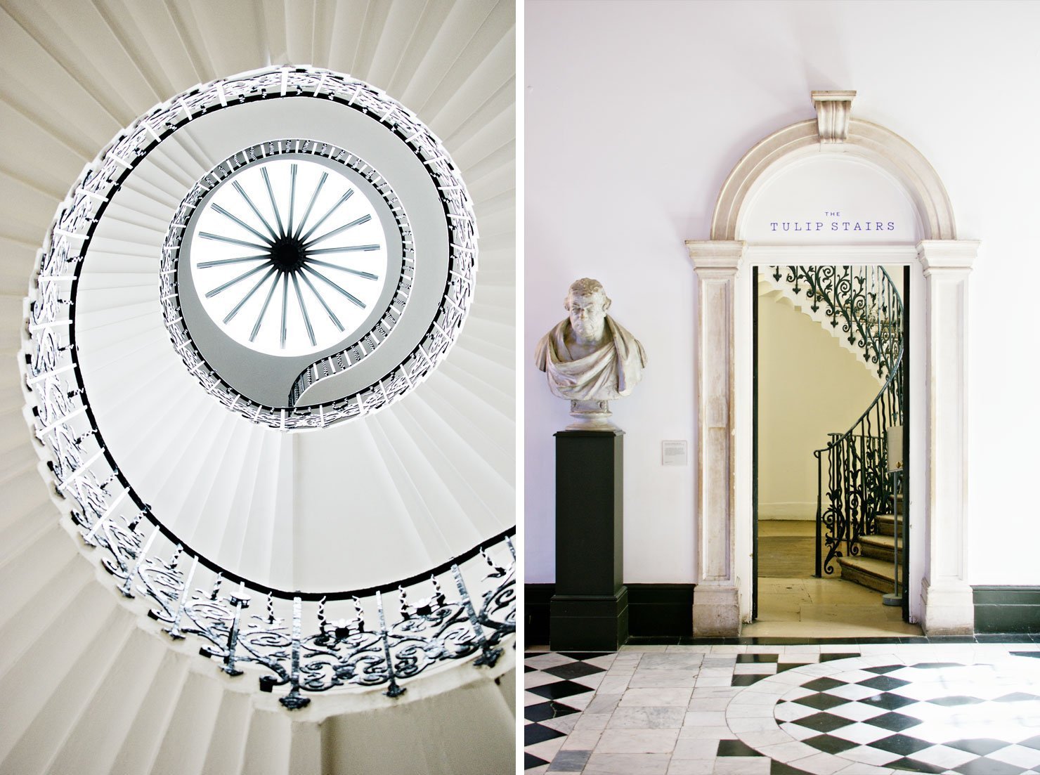 The elegant Tulip Stairs at Queen's House in Greenwich London