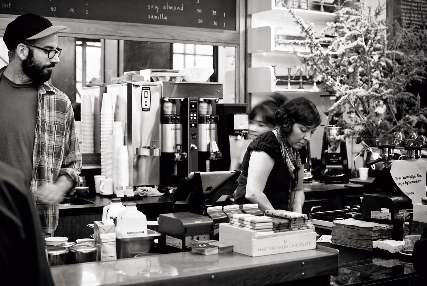 Stumptown Coffee next to lobby of the Ace Hotel in New York. One of the best coffee in New York.