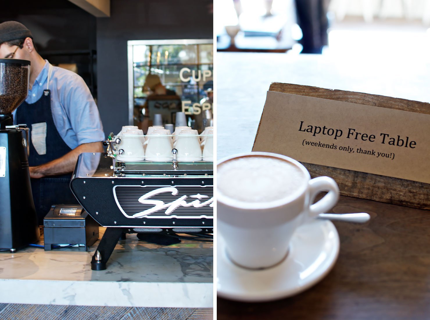 Laptop Free Table at Toby's Estate Coffee in Brooklyn. New York's best coffee. 