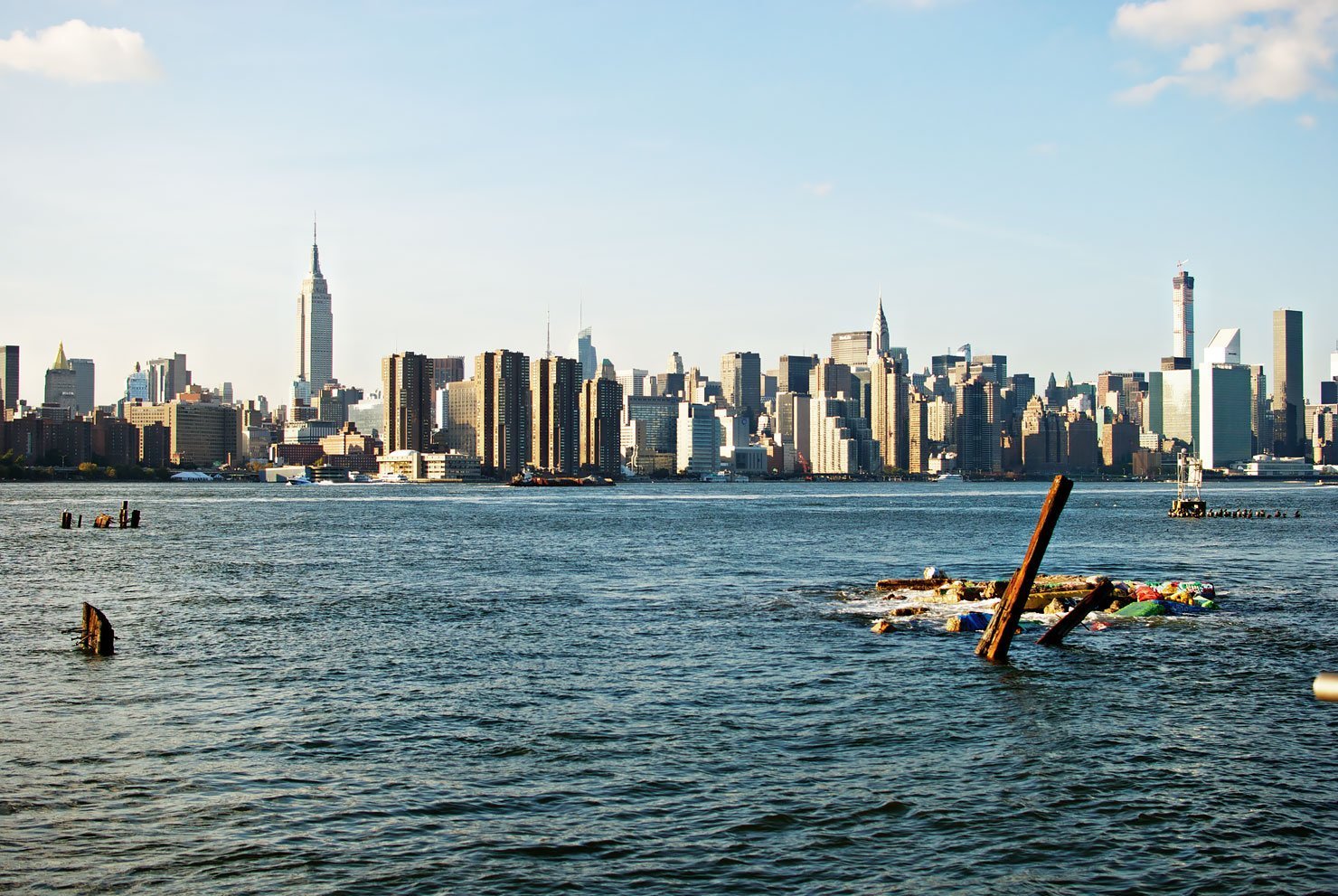 New York Skyline seen from the East River State Park in Williamsburg Brooklyn