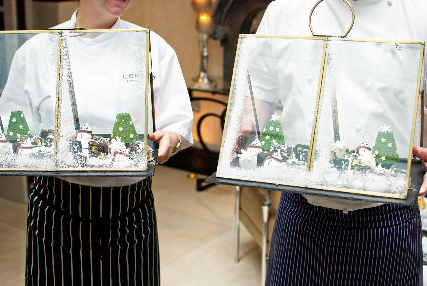 Christmas Snow Scene Afternoon Tea at the Conrad London St James hotel