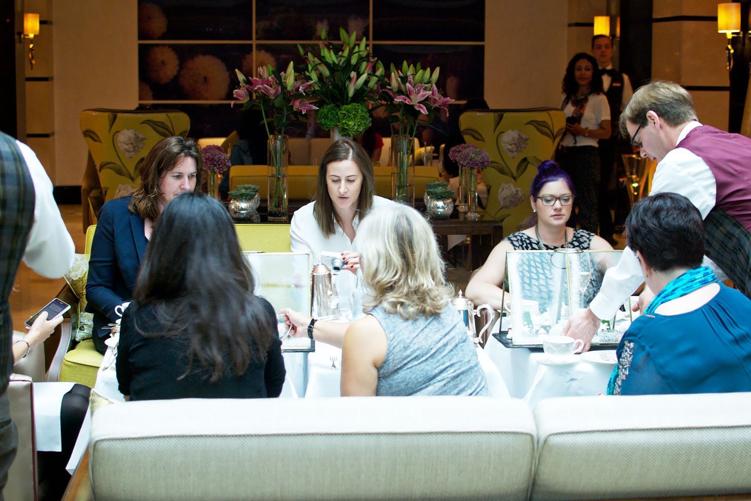 London bloggers enjoying the Christmas themed afternoon tea at the Conrad London St James hotel