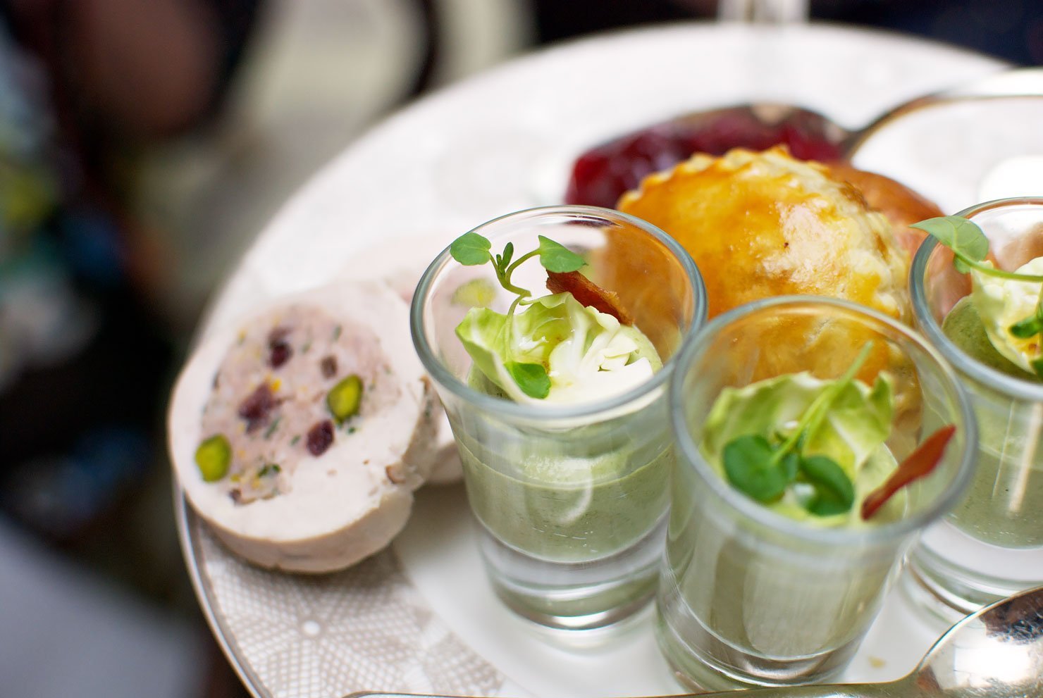 A selection of savories with a Christmas twist for the Christmas afternoon tea at the Conrad London st James Hotel