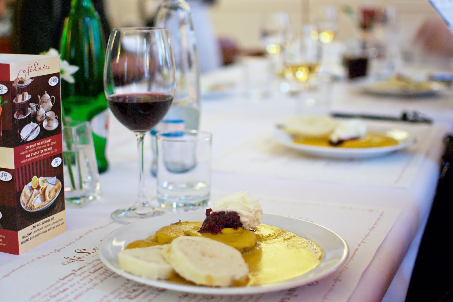 Things to do in Prague: Eating Prague Food Tour - dumplings and beef at Cafe Royal.