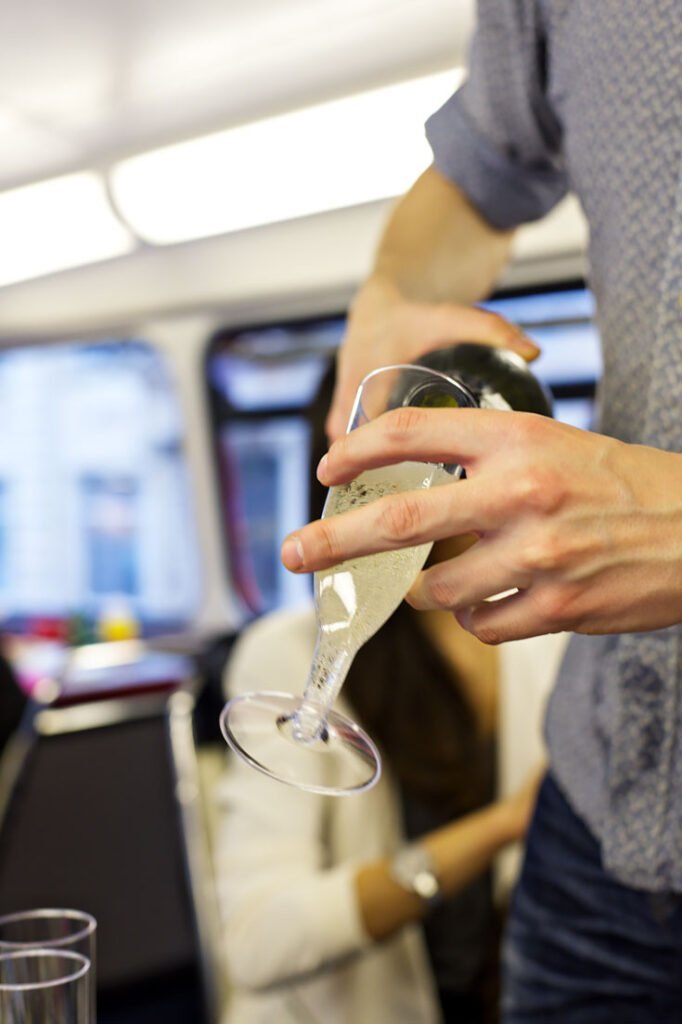 Champagne at the BB Bakery Afternoon Tea Bus Tour