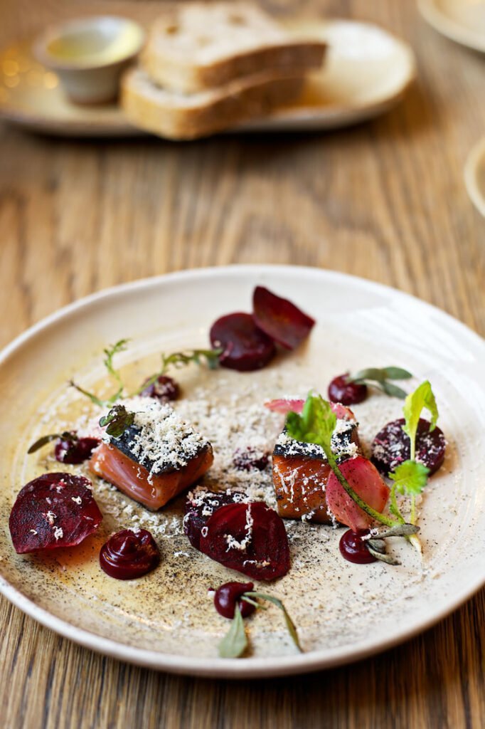 Lunch at the Corner Room in the Town Hall Hotel in London - Cured Salmon