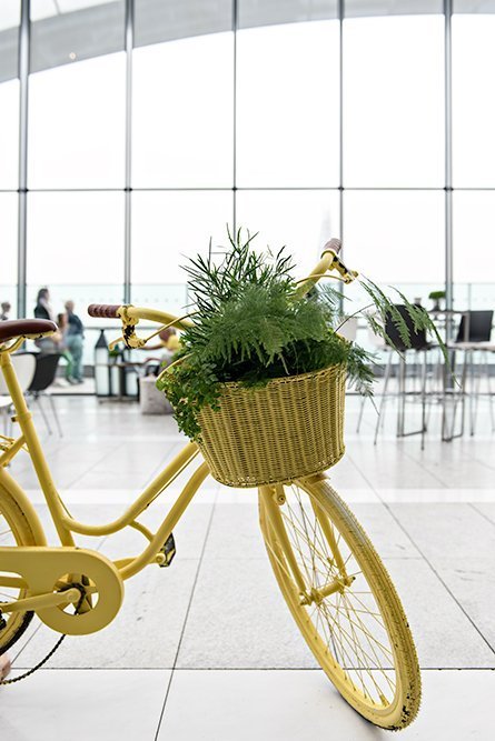 The Sky Garden at the top of the Walkie Talkie in London. A public open space and garden with spectacular views.