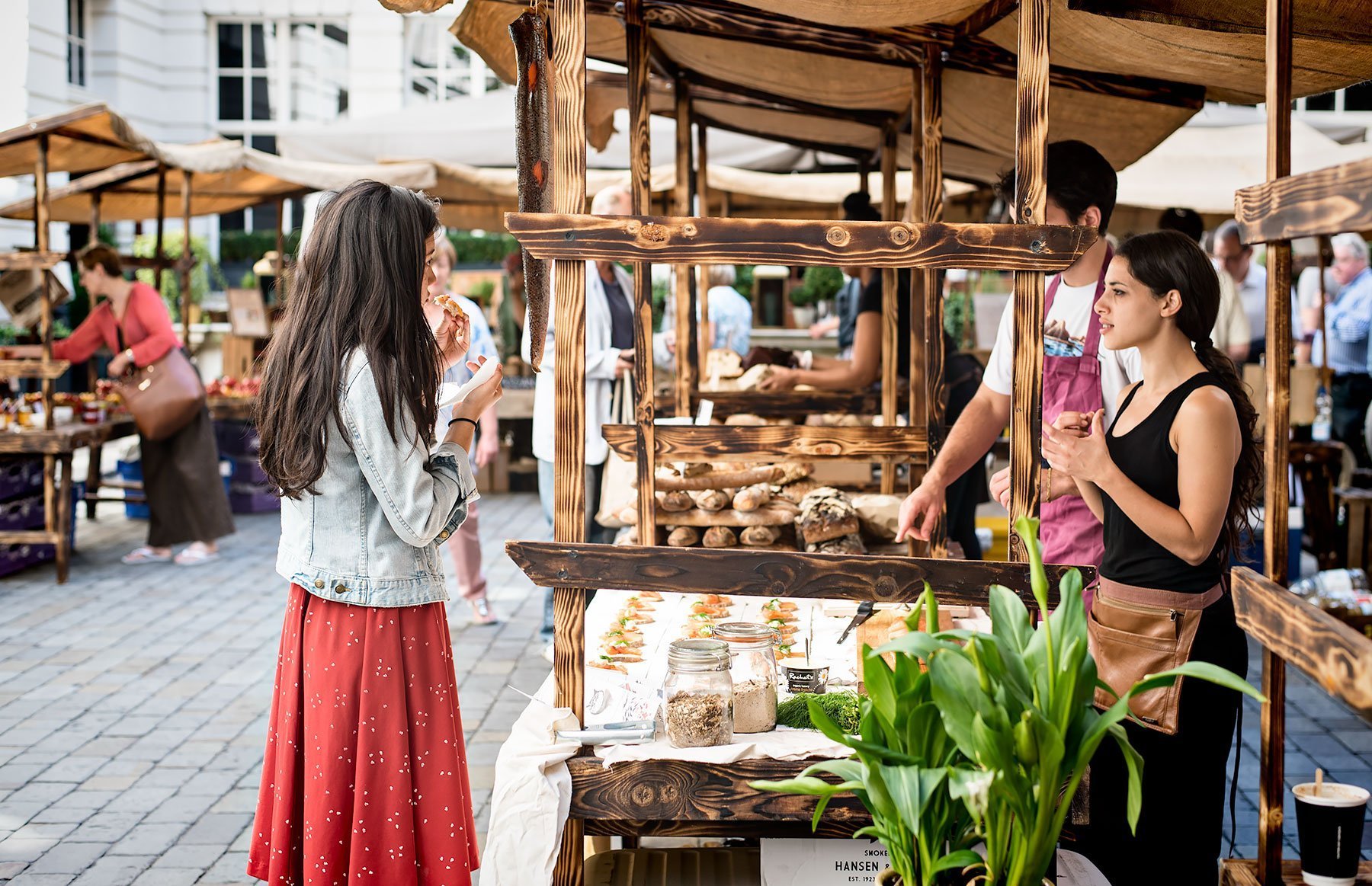 The Slow Food & Living Market in the inner courtyard of the Rosewood London hotel in Holborn. Selling Hansen & Lydersen smoked salmon.