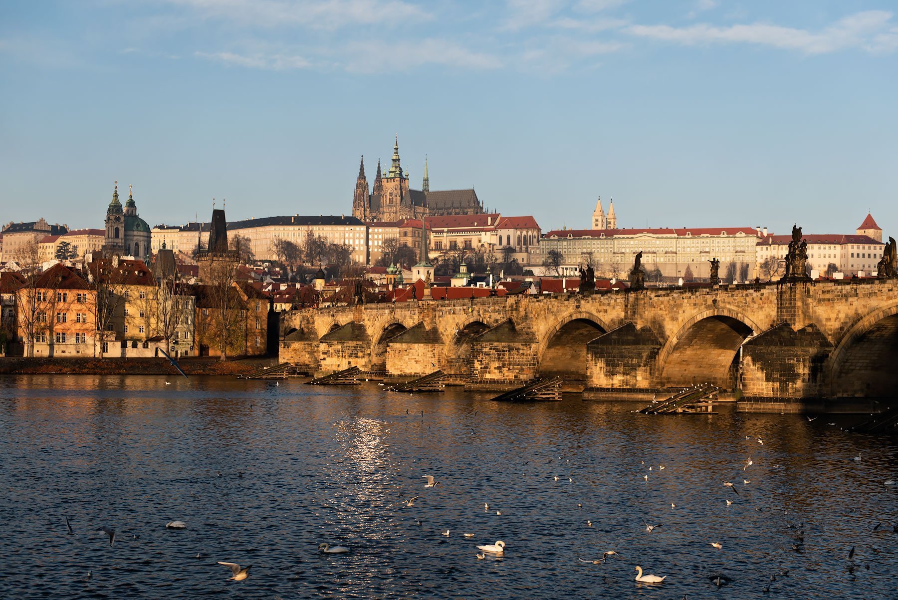 Prague Christmas Charles Bridge Castle Sunrise