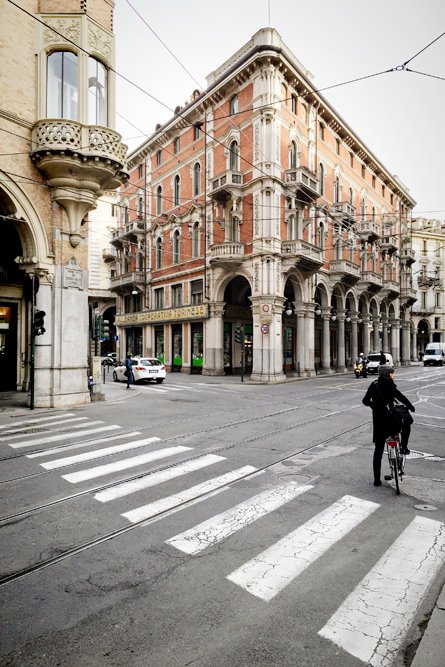 Beautiful old buildings in the city centre of Turin.