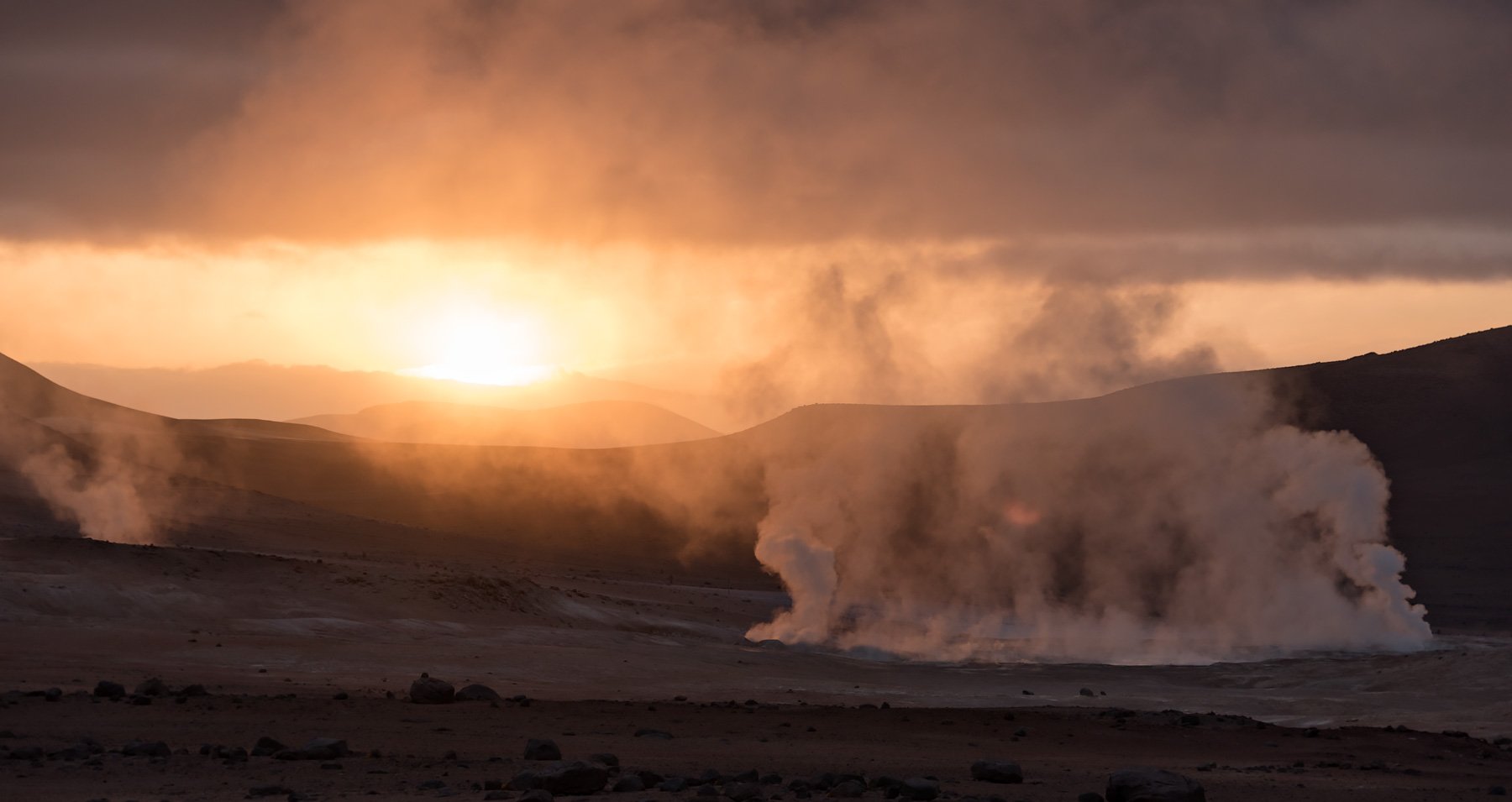 Sunrise at geysers of Sol de mañana - Salar de Uyuni: 5 Unforgettable Experiences on Bolivia's Salt Flats and Colored Lagoons
