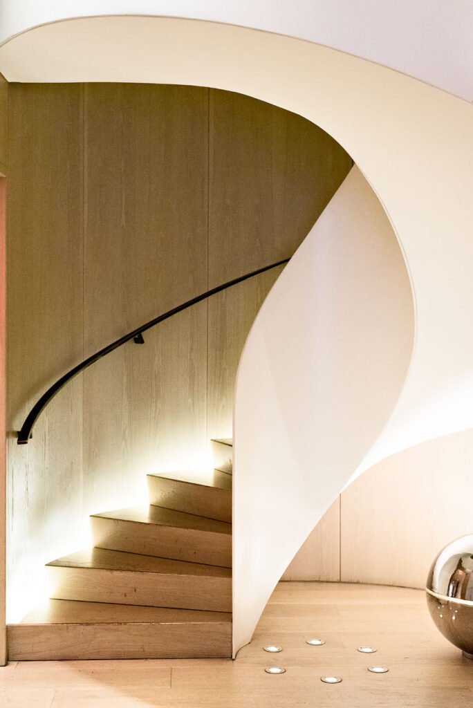 Staircase to the Clocktower restaurant at The New York EDITION, a luxury boutique hotel in New York City. Read the full review on Urban Pixxels.