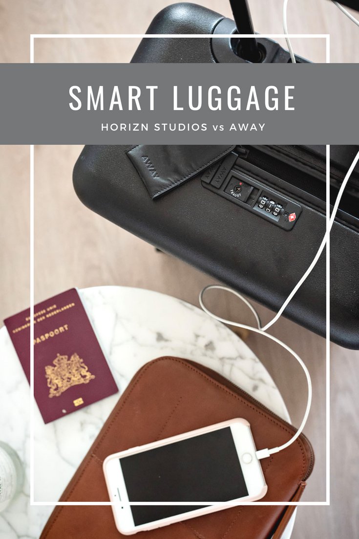 Smart Luggage: Horizn Studios versus Away. Which Smart Suitcase is better? Comparison between Away and Horizn Studios, both carry-on and check-in suitcase. With video!