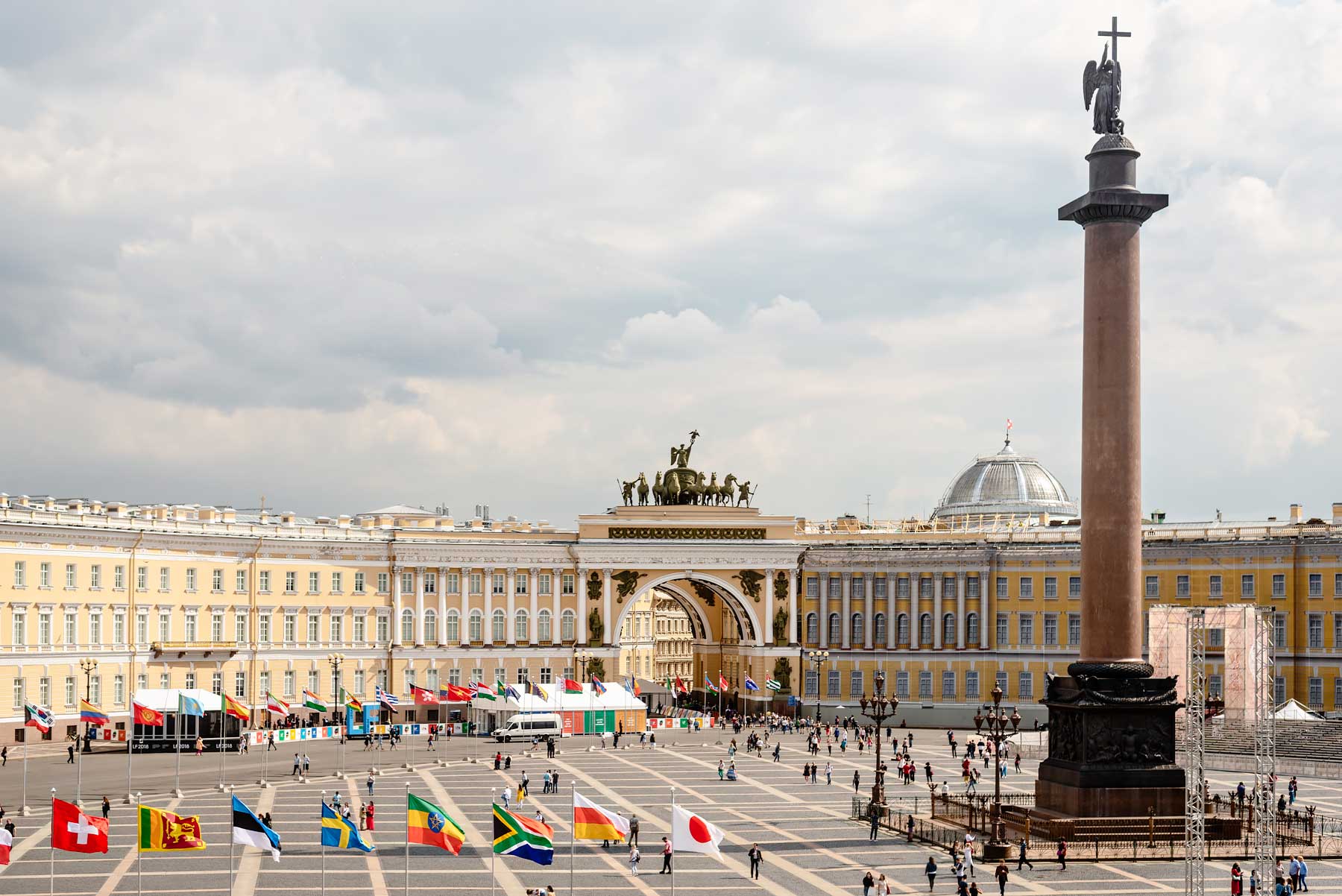 Palace Square in front of the Hermitage (Winter Palace) in St Petersburg. Read more about my first impressions of St Petersburg and how to get a Russian visa on my blog.