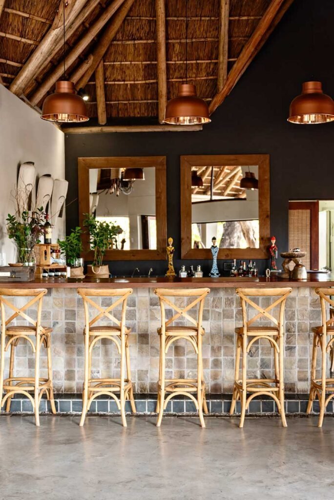The bar at Klaserie Sands River Camp - - Check out my review of staying at Klaserie Sands River Camp, a beautiful boutique (4 suites), luxury safari lodge in Greater Kruger (Big 5), South Africa