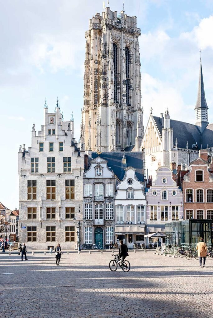 Climb to the top of the St Rumbold's Tower (Sint-Romboutstoren). View from the Grote Markt in Mechelen. Read my blog post '11 Great Things to Do in Mechelen, Belgium' for more tips