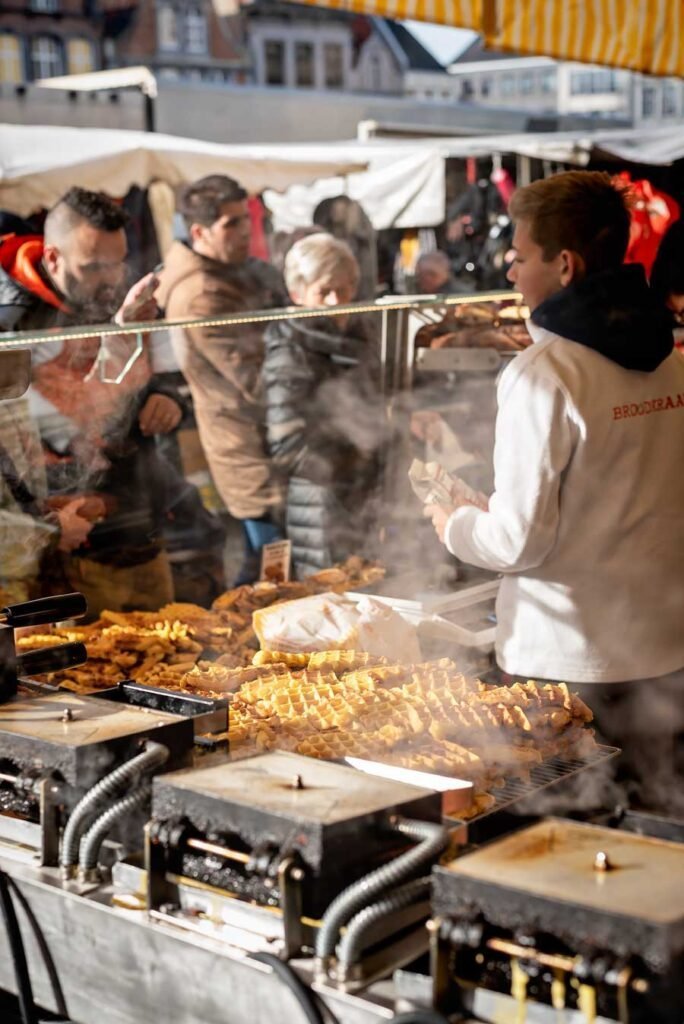 Belgian waffles at the weekly market on the Grote Markt in Mechelen, Belgium. Read my blog post '11 Great Things to Do in Mechelen, Belgium' for more tips
