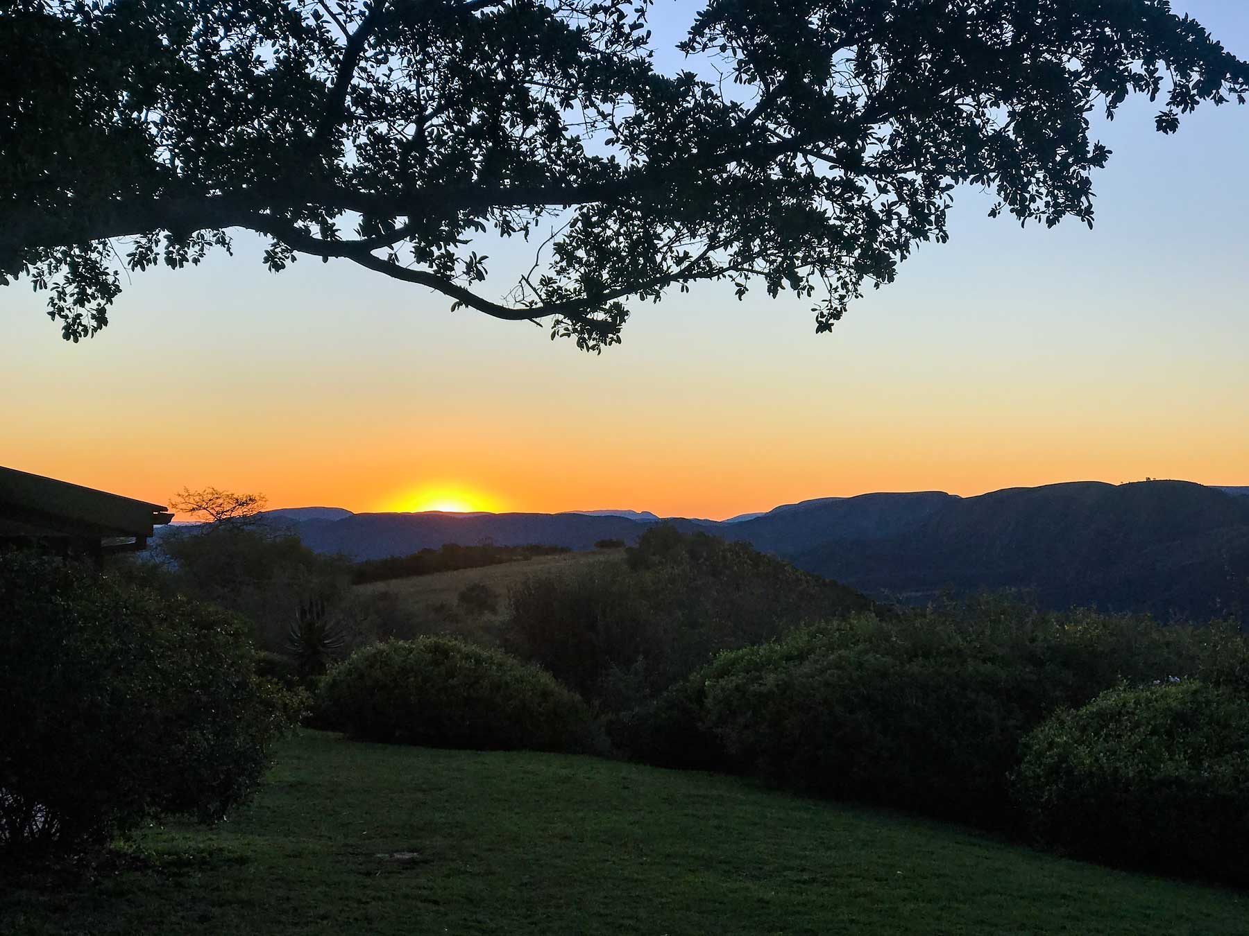 Sunset at Camp Figtree, hotel near Addo Elephant Park. South Africa in 3 Weeks | The Perfect South Africa itinerary for your first trip.