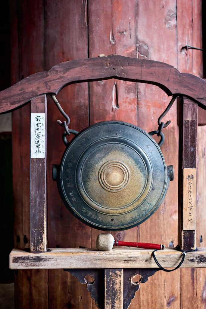 Gong in the Daibutsu-den Hall of the Todai-ji temple in Nara, Japan. Nara is a great day trip from Kyoto or Osaka