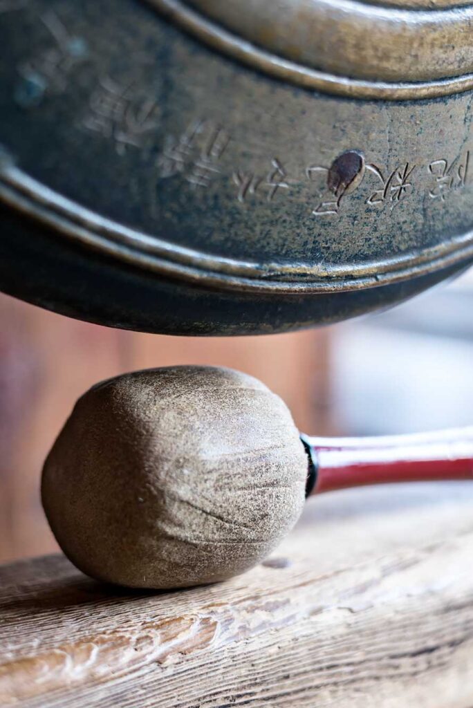 Gong at the Daibutsu-den Hall (Great Buddha Hall) in the Todai-ji temple, Nara Japan. Nara is a great day trip from Kyoto or Osaka