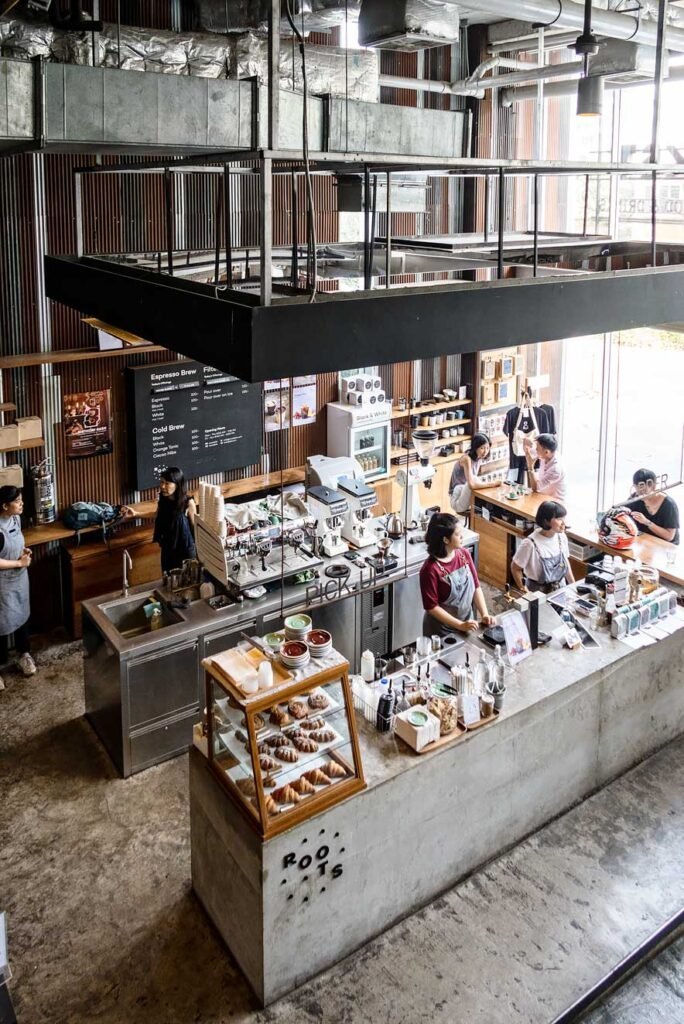 Roots at the Commons for the best coffee in Bangkok, Thailand.