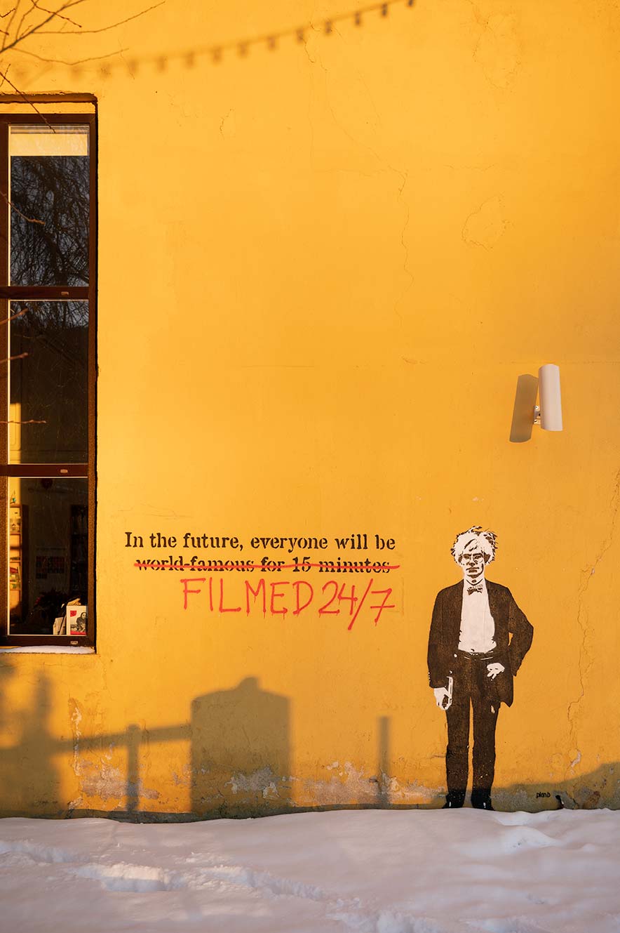 Telliskivi creative city in Tallinn. Streetart Andy Warhol