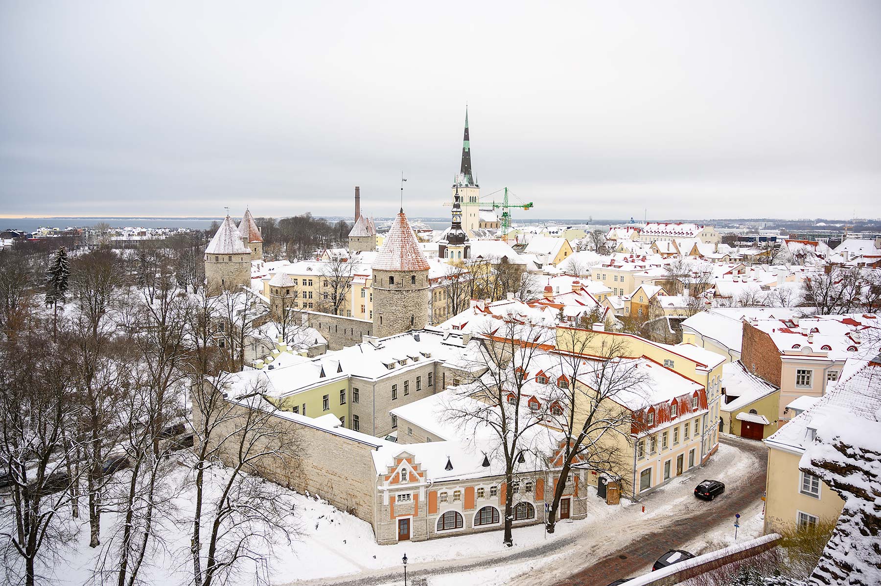 Tallinn in Winter Patkuli Viewing Platform viewpoint in the snow
