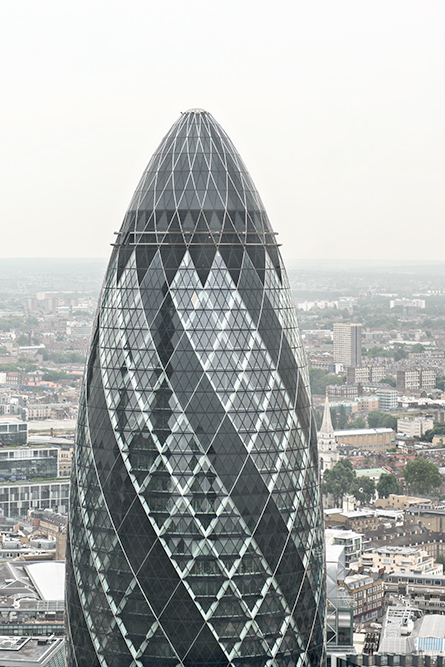 The Sky Garden at the top of the Walkie Talkie in London. A public open space and garden with spectacular views.