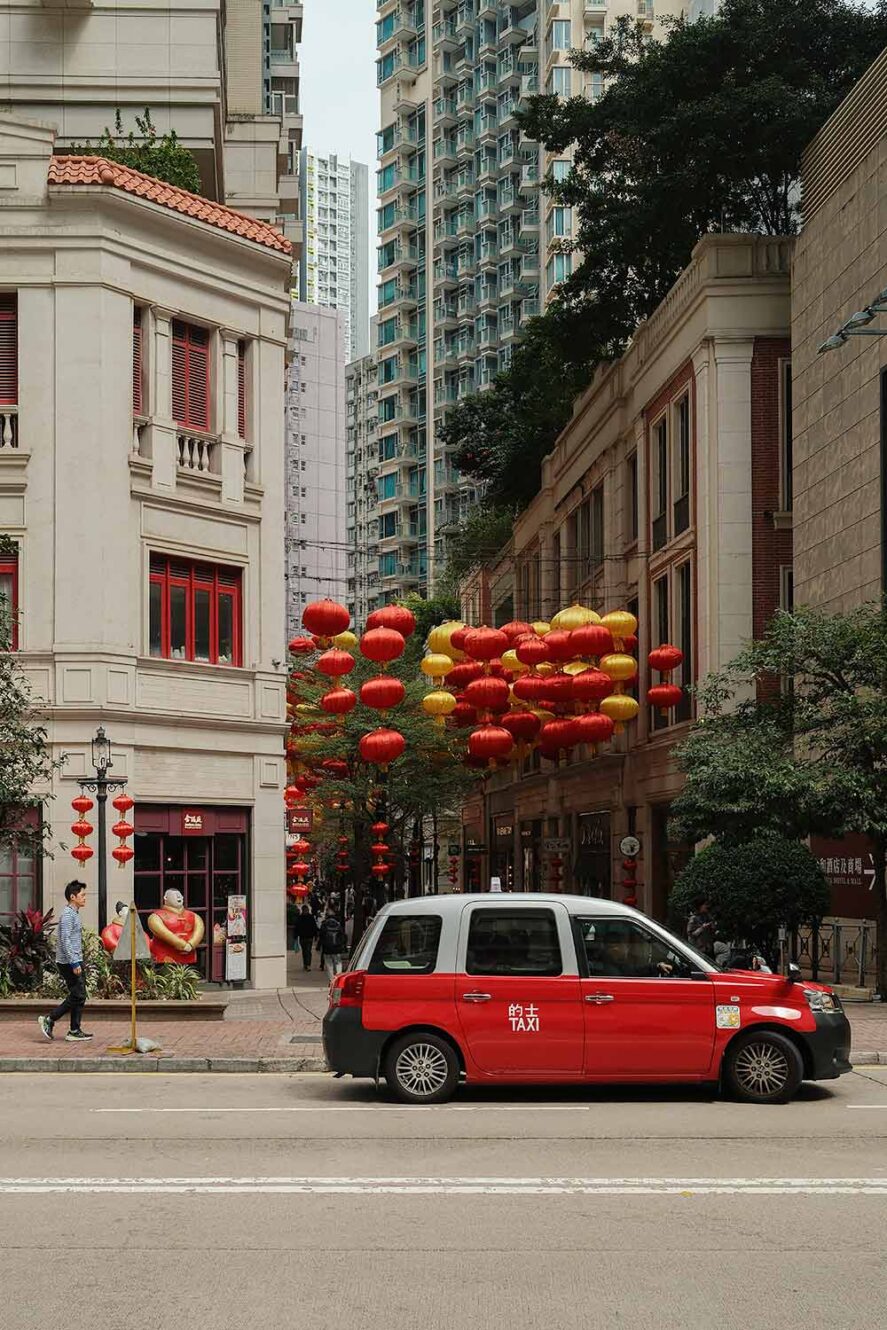 Taxi in Wan Chai in Hong Kong