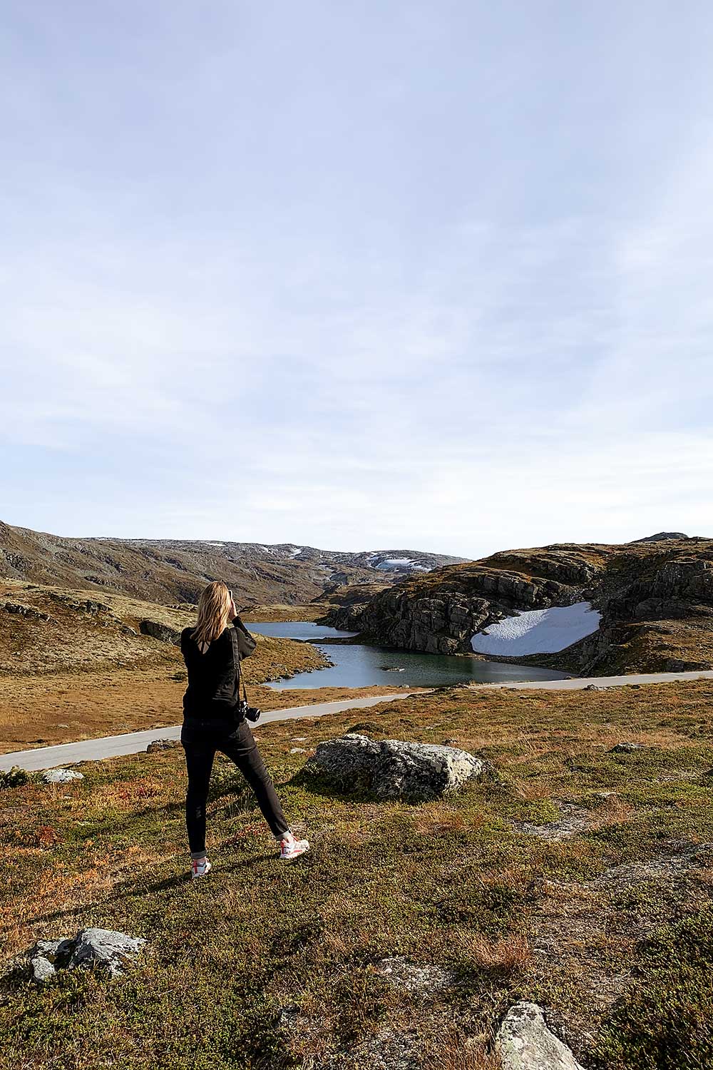Aurlandsfjellet route staat ook bekend als de snow road vlakbij Bergen, Noorwegen