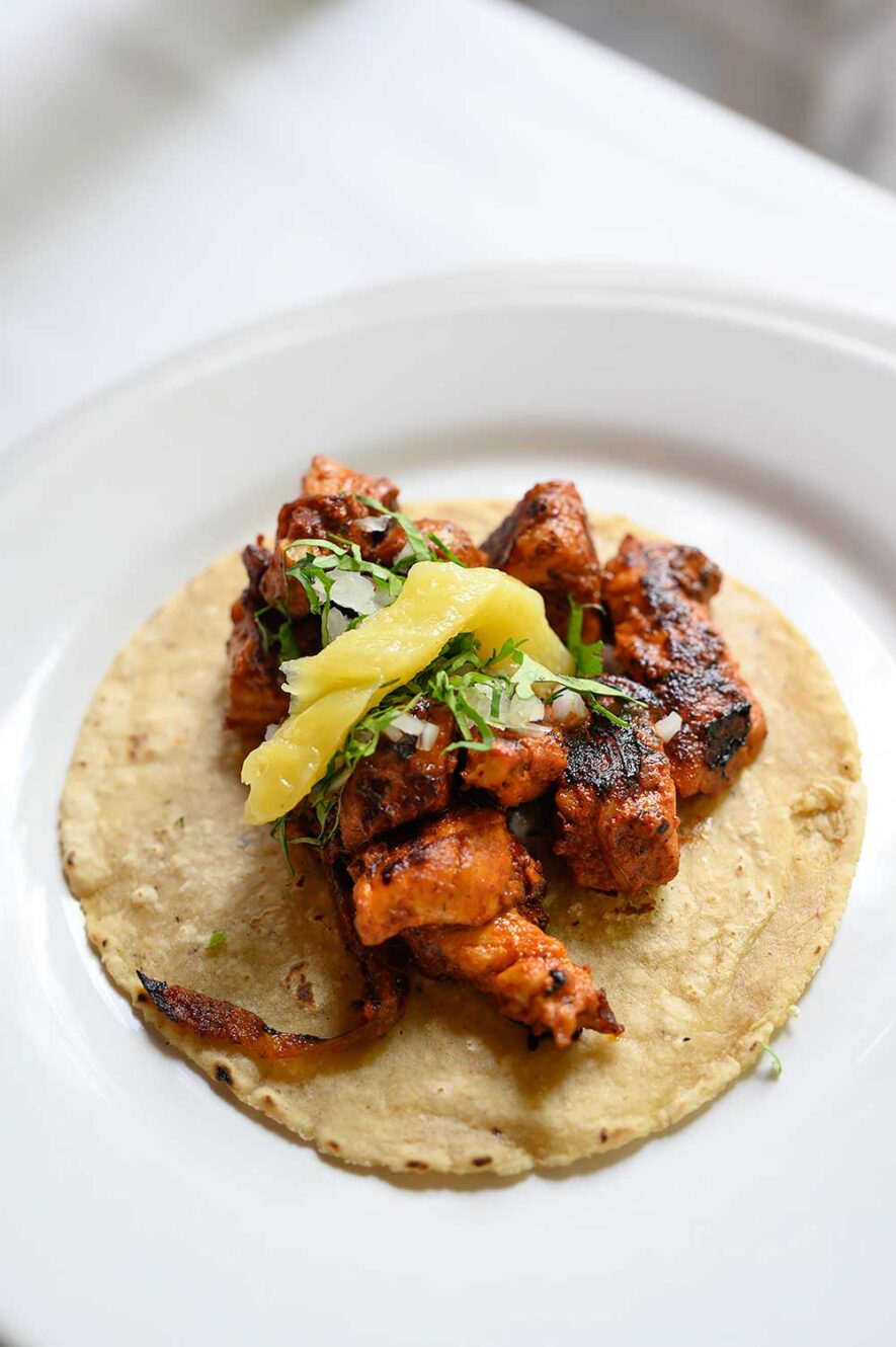 Fish taco at Contramar, the famous seafood restaurant in Mexico City and one of the best places to eat