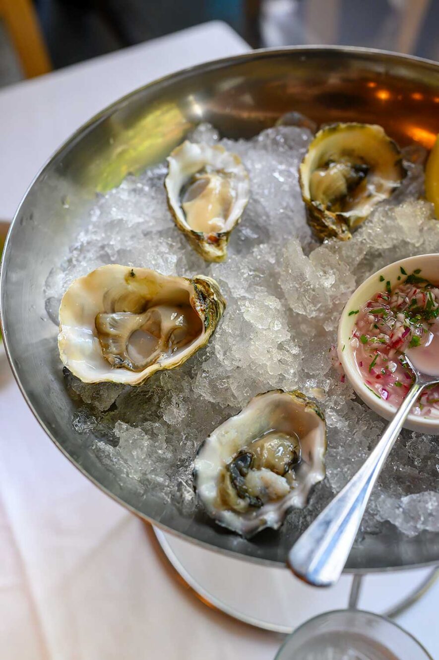 Oysters at Contramar, the famous seafood restaurant in Mexico City and one of the best places to eat