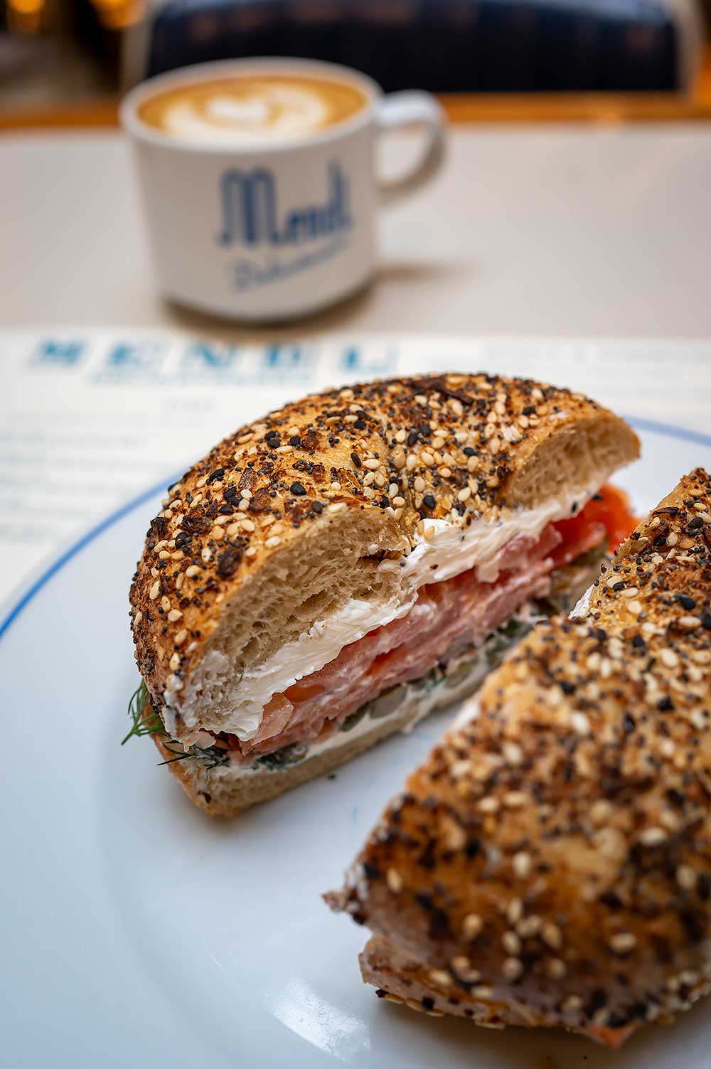 Everything bagel at Mendl Delicatessen, a great breakfast spot in Condesa, Mexico City