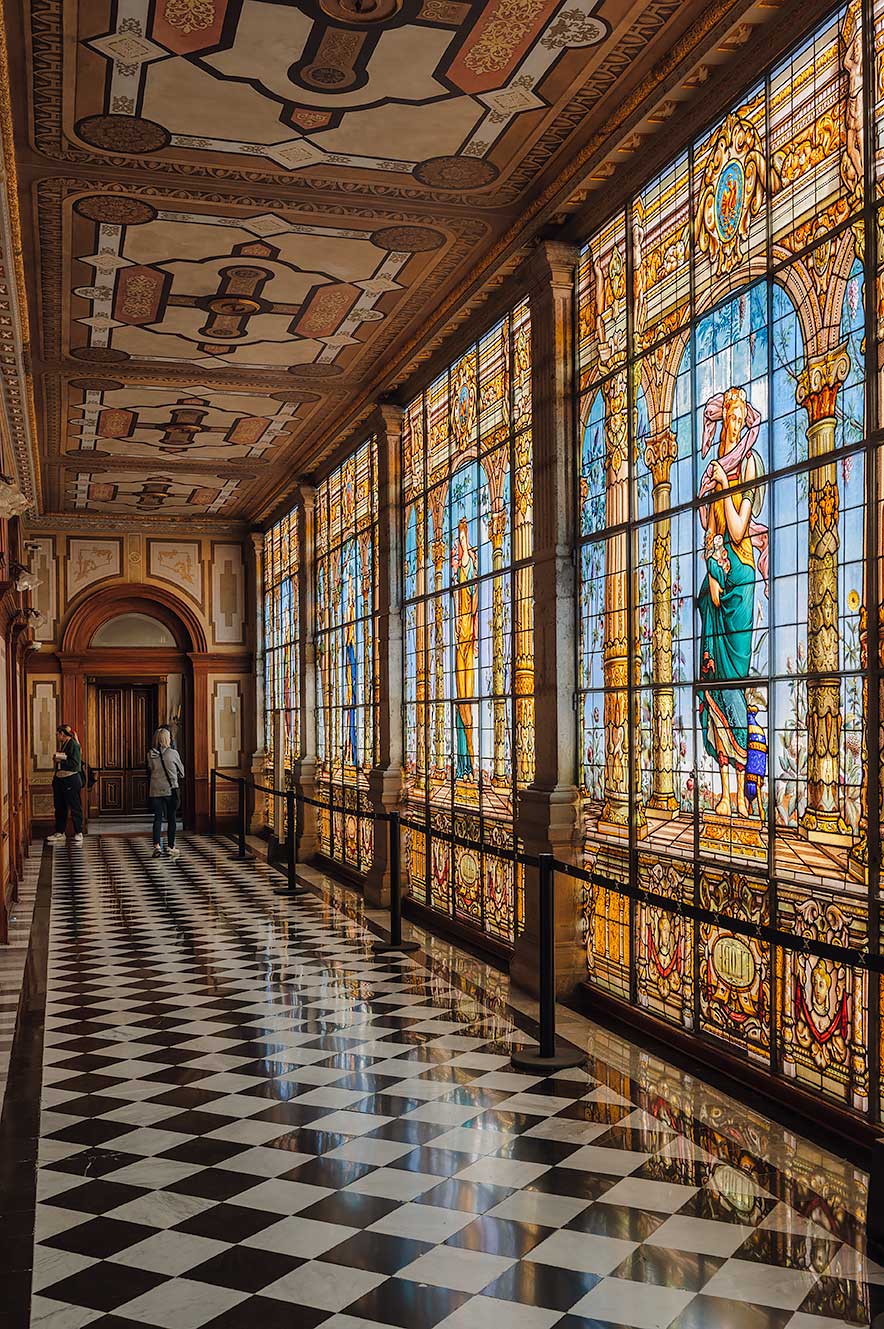 The stained glass windows at Chapultepec Castle in Mexico City