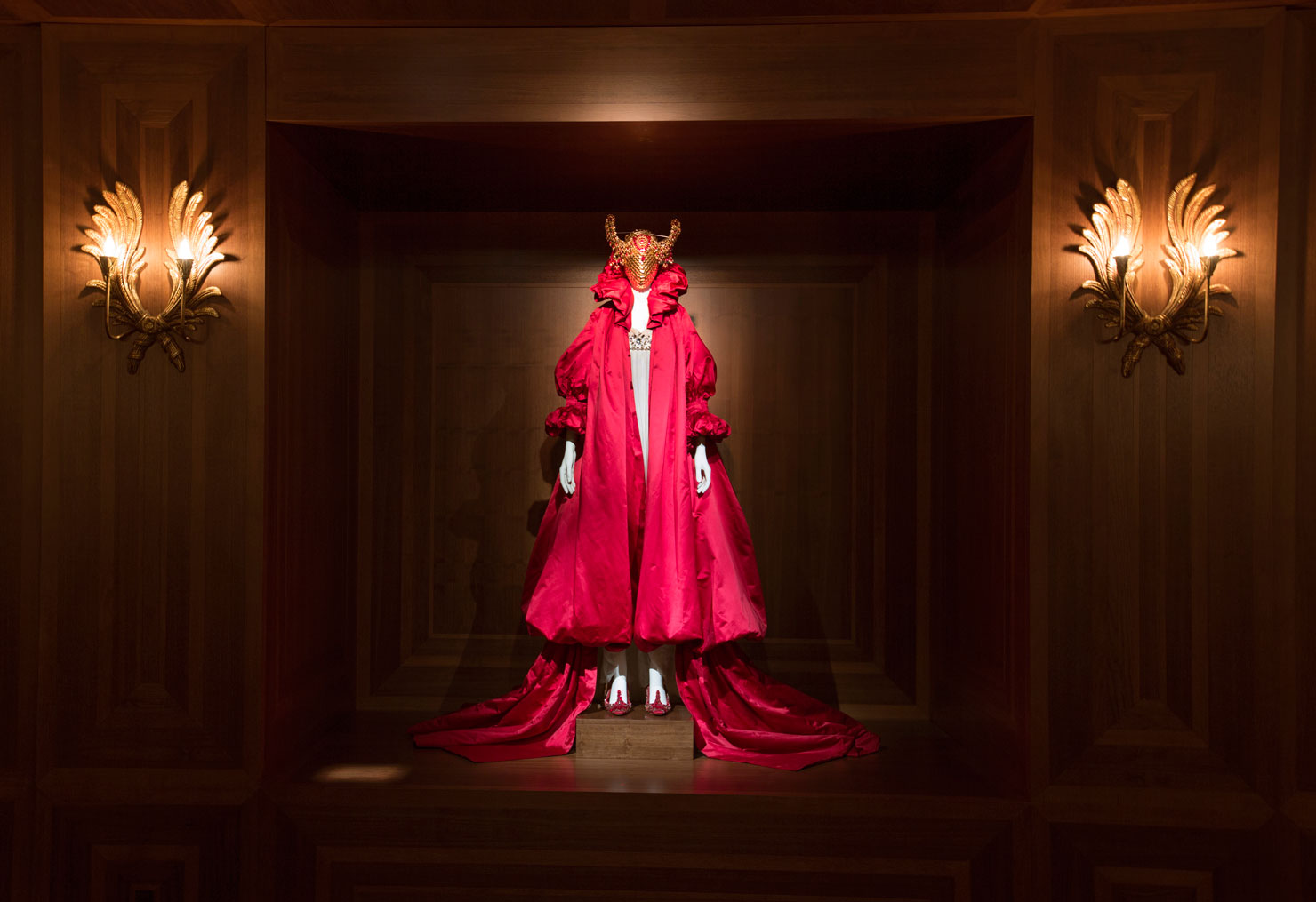 Alexander McQueen Savage Beauty at the V&A. Installation view of 'Romantic Nationalism' gallery. Credit photo: Victoria and Albert Museum, London.