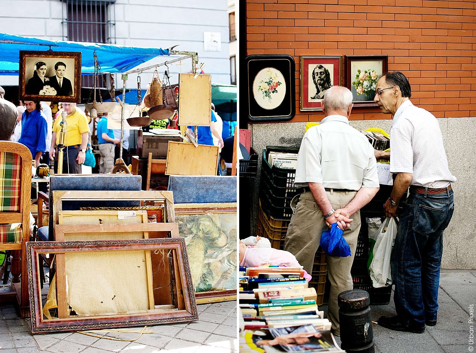 Old Spanish men talking at the el Rastro market in Madrid
