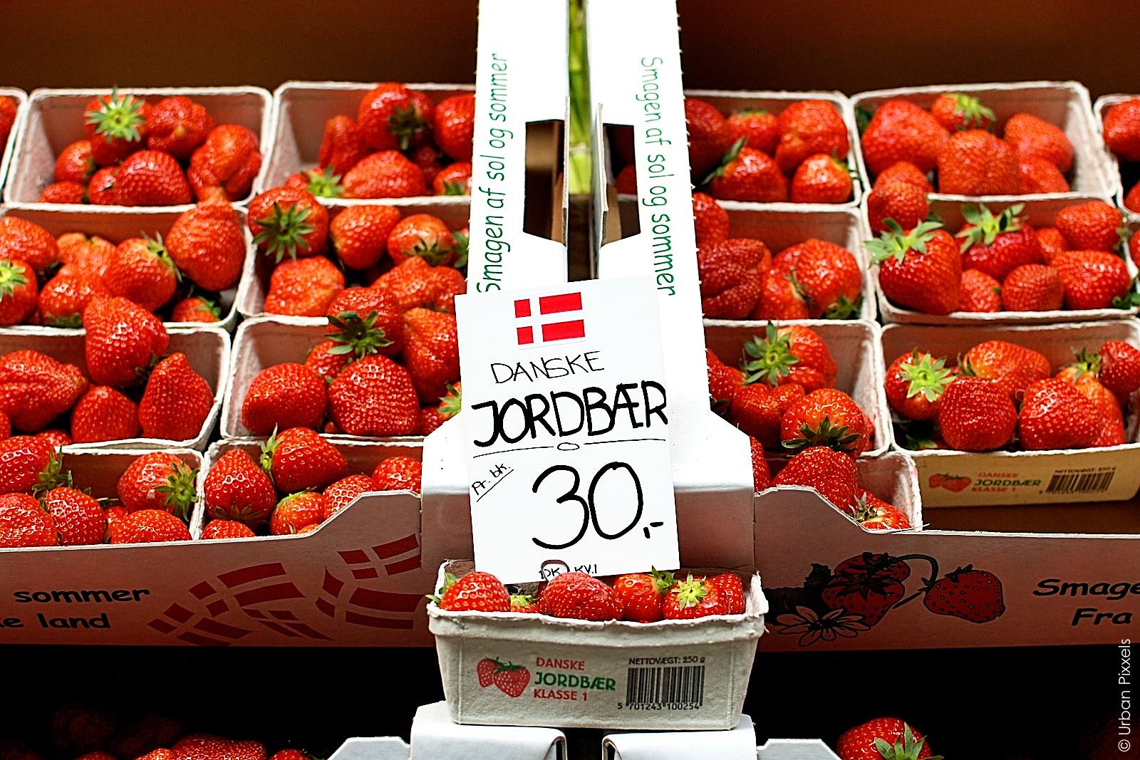 Strawberries at the Torvehallerne food market in Copenhagen