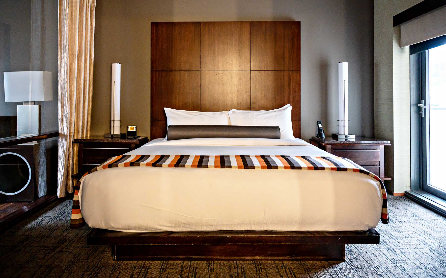 Junior Suite bedroom at the Dana Hotel and Spa in Downtown Chicago. Now called the Eurostars Magnificent Mile.